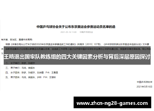 王皓退出国家队教练组的四大关键因素分析与背后深层原因探讨